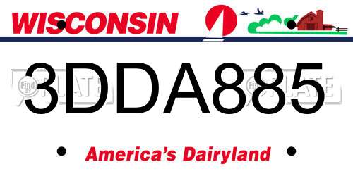3DDA885 Wisconsin License Plate