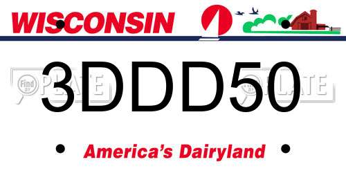3DDD50 Wisconsin License Plate
