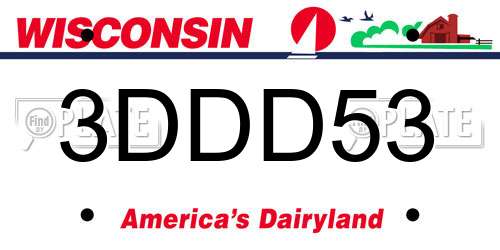 3DDD53 Wisconsin License Plate