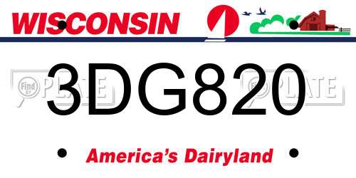 3DG820 Wisconsin License Plate