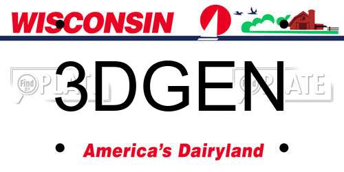 3DGEN Wisconsin License Plate