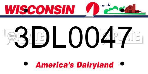 3DL0047 Wisconsin License Plate