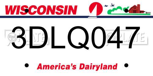 3DLQ047 Wisconsin License Plate