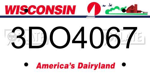 3DO4067 Wisconsin License Plate