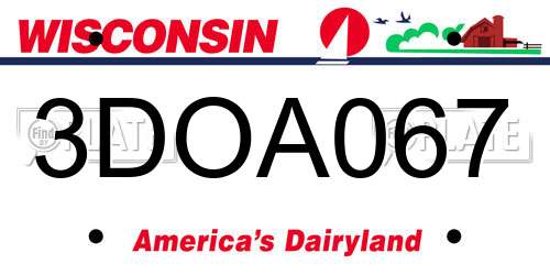 3DOA067 Wisconsin License Plate