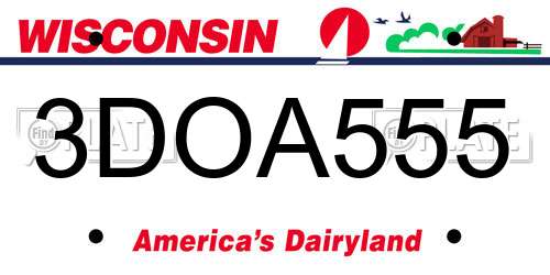 3DOA555 Wisconsin License Plate