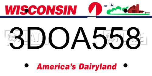 3DOA558 Wisconsin License Plate