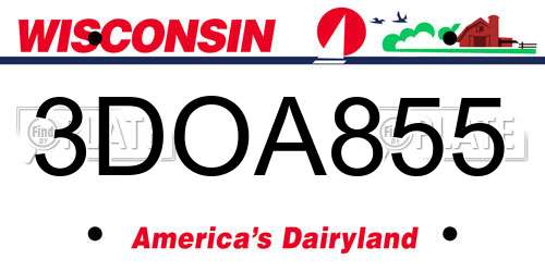 3DOA855 Wisconsin License Plate