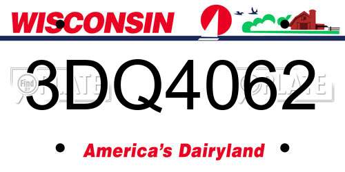 3DQ4062 Wisconsin License Plate