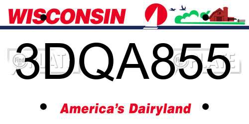 3DQA855 Wisconsin License Plate