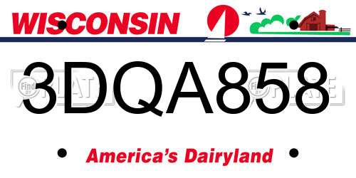 3DQA858 Wisconsin License Plate