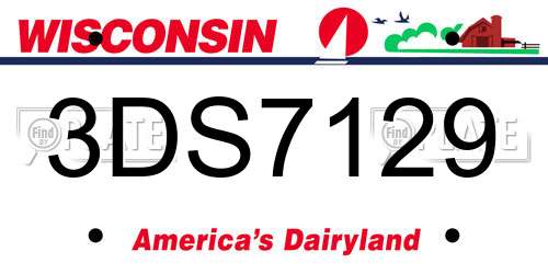 3DS7129 Wisconsin License Plate
