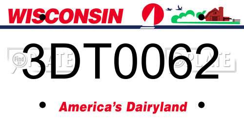3DT0062 Wisconsin License Plate