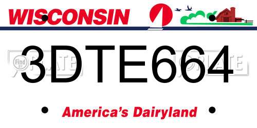 3DTE664 Wisconsin License Plate