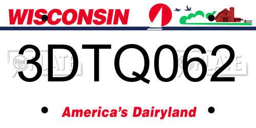 3DTQ062 Wisconsin License Plate