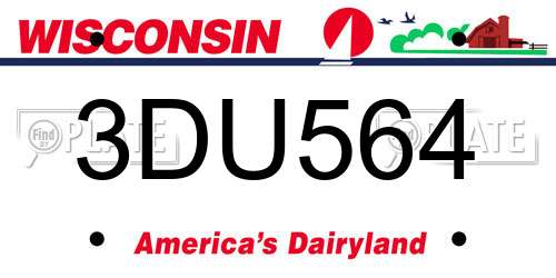 3DU564 Wisconsin License Plate
