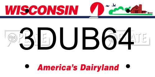 3DUB64 Wisconsin License Plate
