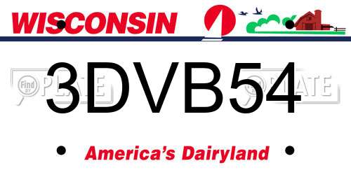 3DVB54 Wisconsin License Plate