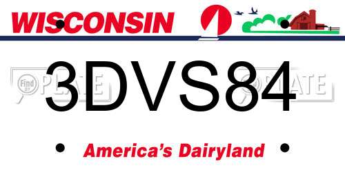 3DVS84 Wisconsin License Plate