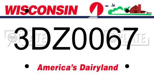 3DZ0067 Wisconsin License Plate