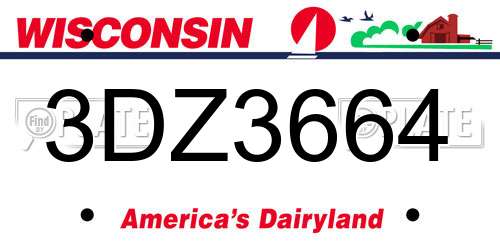 3DZ3664 Wisconsin License Plate