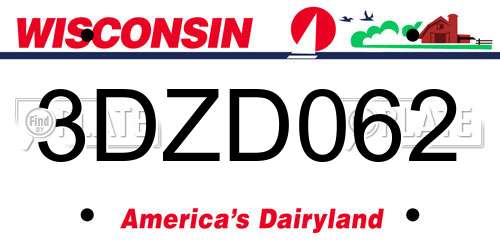 3DZD062 Wisconsin License Plate