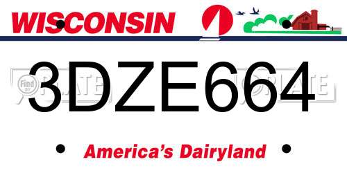 3DZE664 Wisconsin License Plate