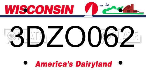3DZO062 Wisconsin License Plate