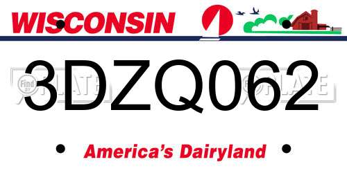 3DZQ062 Wisconsin License Plate