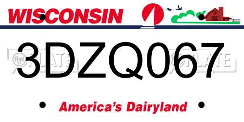3DZQ067 Wisconsin License Plate