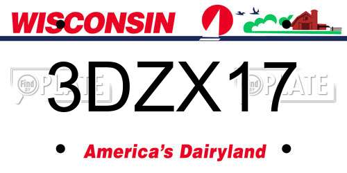 3DZX17 Wisconsin License Plate