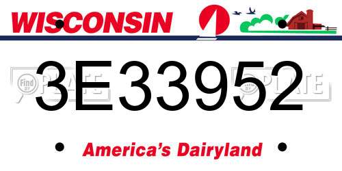 3E33952 Wisconsin License Plate
