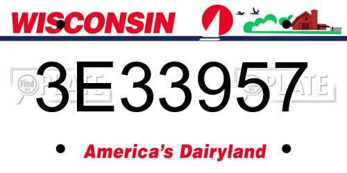 3E33957 Wisconsin License Plate
