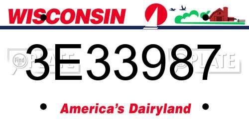 3E33987 Wisconsin License Plate