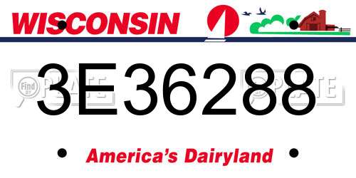 3E36288 Wisconsin License Plate