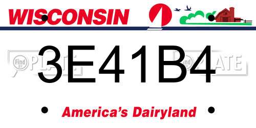 3E41B4 Wisconsin License Plate