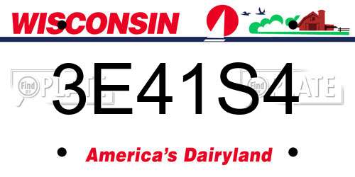 3E41S4 Wisconsin License Plate