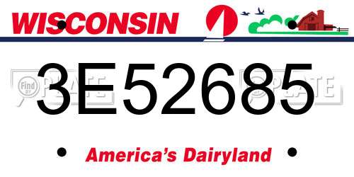 3E52685 Wisconsin License Plate