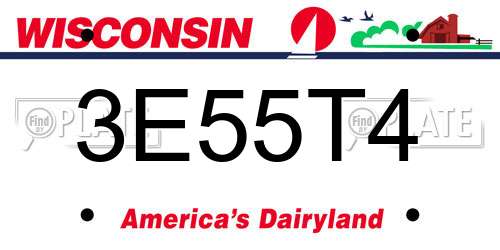 3E55T4 Wisconsin License Plate