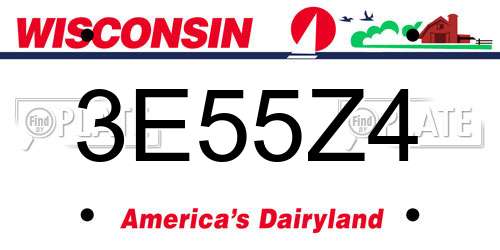 3E55Z4 Wisconsin License Plate