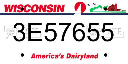 3E57655 Wisconsin License Plate
