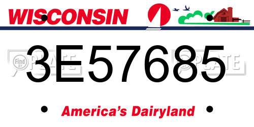 3E57685 Wisconsin License Plate