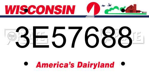 3E57688 Wisconsin License Plate
