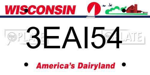 3EAI54 Wisconsin License Plate