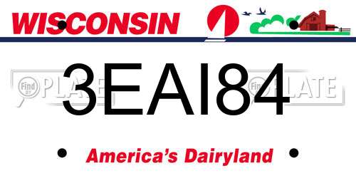 3EAI84 Wisconsin License Plate