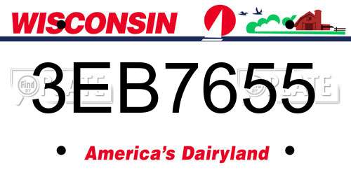 3EB7655 Wisconsin License Plate