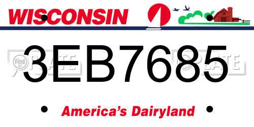 3EB7685 Wisconsin License Plate