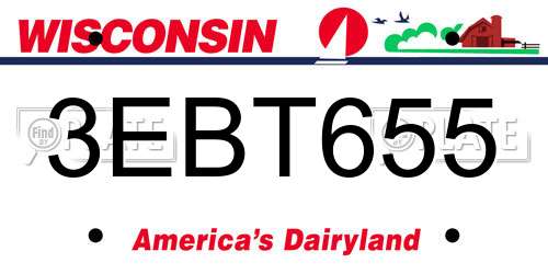 3EBT655 Wisconsin License Plate