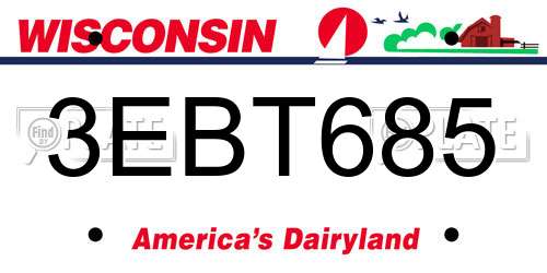 3EBT685 Wisconsin License Plate