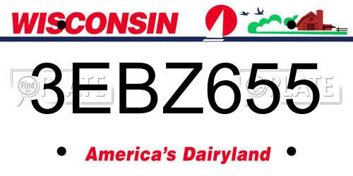 3EBZ655 Wisconsin License Plate